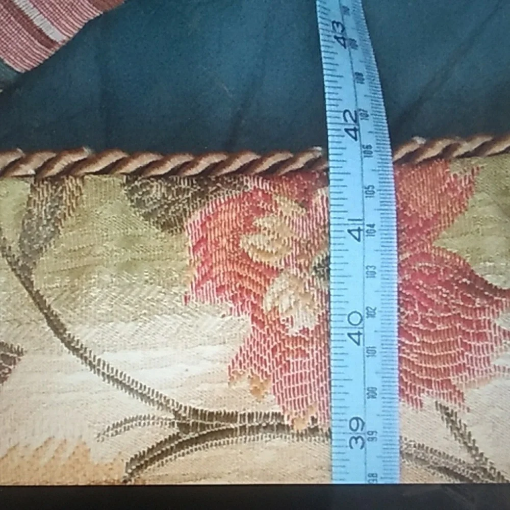 EURO SHAM PILLOW Royal Sateen Brocade Euro  44 X 26 Red Floral w/Gold Rope
